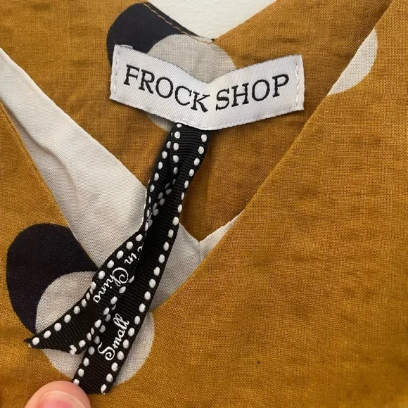 Frock Shop tank midi Dress Yellow black white Polka Dot Women Small S 2 4 6 - Picture 1 of 4